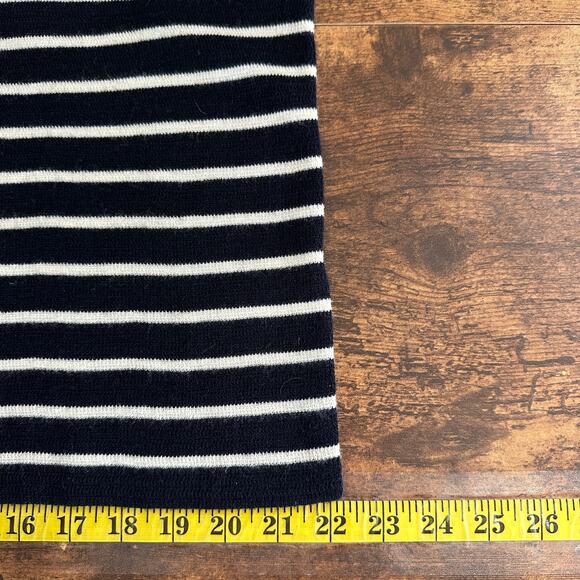 NEW J Crew Sweater Dress Large 100 Merino Wool Navy White Stripe Luxury Preppy - Picture 7 of 10